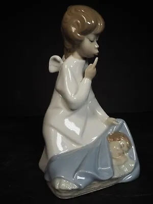 Buy Lladro Figurine  Guardian Angel  Angel Watching Over Sleeping Baby Boy 4635 • 19.99£