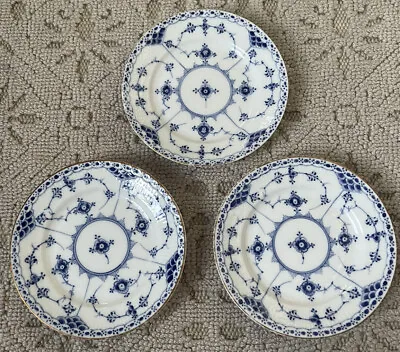 Buy 3 Vintage Royal Copenhagen Blue Fluted Full Lace 5.625” Bread Plates Signed 576 • 80.45£