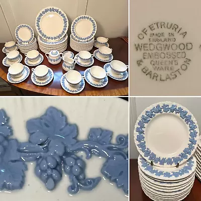 Buy Vintage 60+ Piece Set/Service For 12 WEDGWOOD Queensware Lavender/Blue Cream • 720.37£