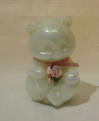Buy Fenton Bear  - Iridescent W Porcelain Rose & Ribbon   • 19.21£