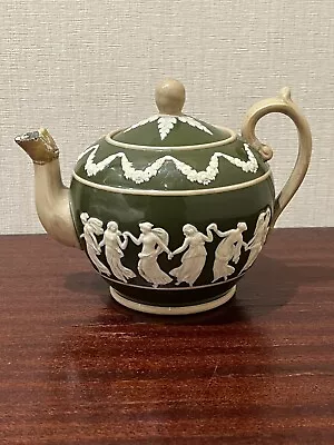 Buy Rare Antique Small Copeland Spode Dancing Hours Green Jasperware Tea Pot • 12.50£
