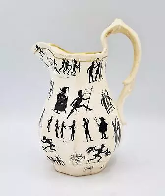 Buy Fine VICTORIAN STAFFORDSHIRE POTTERY SILHOUETTE JUG C1860 DICKENSIAN CHARACTERS • 195£