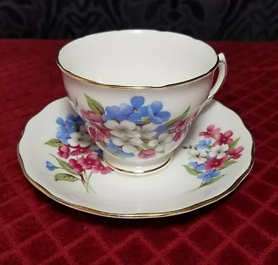 Buy VINTAGE ROYAL VALE BONE CHINA BLUE And PINK FLOWERS TEA CUP AND SAUCER  • 20.21£