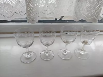 Buy 4 Mixed Edwardian C.1910 Greek Key Design Sherry/Wine Glasses • 10£
