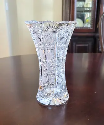 Buy Vintage Bohemian Czech Queens Lace Deep Cut Crystal Glass 8  Tall Vase • 48.21£