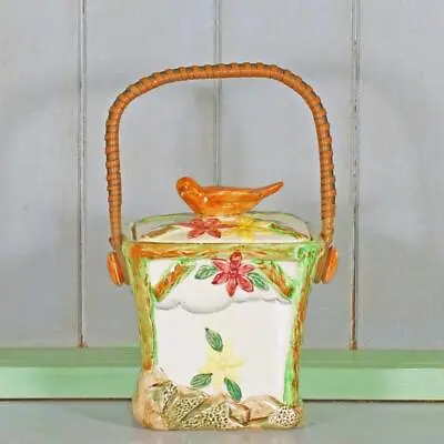 Buy WADE HEATH BISCUIT BARREL Hand Painted Garden Bird Art Deco Wadeheath Ware Jar • 60£