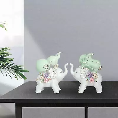 Buy 2Pcs Elephant Ornaments Craft Gift Modern Elephant Statue • 39.14£