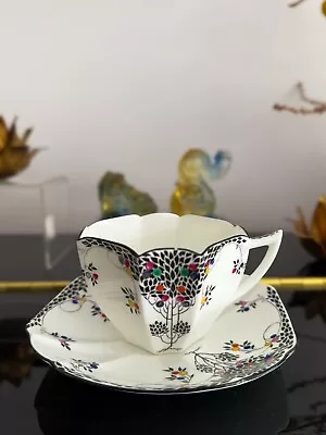 Buy Vintage Shelley Queen Anne Black Leafy Tree Cup And Saucer 1925-1945 • 16.99£
