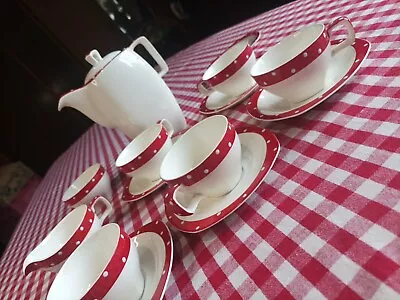Buy Vintage Stylecraft By Midwinter Red Domino Tea Set • 30£