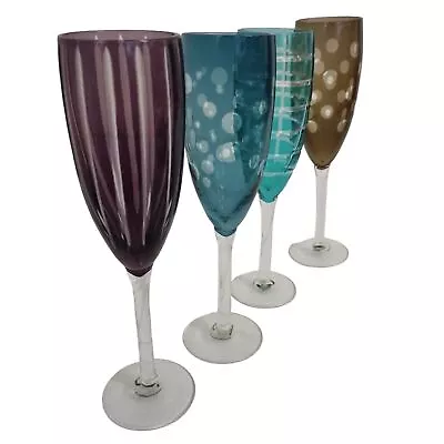 Buy POLS POTTEN Glassware 4 Set Multicoloured Champagne Glasses NEW RRP 140 • 53.20£