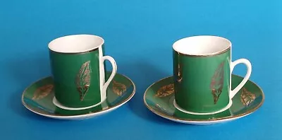 Buy Espresso China Cups & Saucers X2 Sheng Xing Green/White Gold Colour Gilt • 2.50£