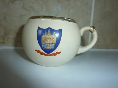 Buy Macintyre Burslem Pottery 5.7cm High Giltrim Souvenir Squat Mug With Wigan Crest • 14£
