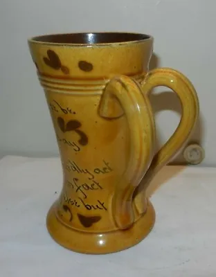 Buy Exeter Art Pottery Orange Glazed 2 Handled Cup Motto • 25£