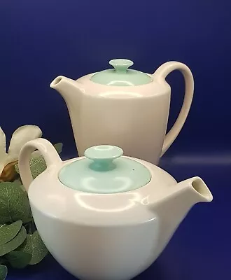 Buy Vintage Poole Pottery Ice Green And Mushroom China Retro Twintone Tea Pot/Coffee • 32£