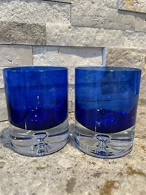 Buy Block Cobalt Blue Crystal Stockholm Double Old Fashioned Glasses Set Of 2 • 48.02£