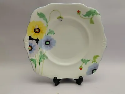 Buy ABJ Grafton China Hand Painted Cake Plate Blue & Yellow Flowers 5553 (a) • 21.99£