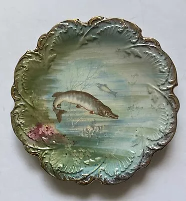 Buy Antique 1890’s Empire Works Stoke On Kent Fish 8.25” Plate • 50.25£