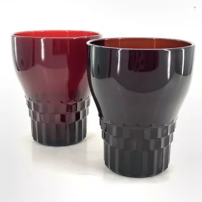 Buy 2 Vintage Juice Glass Tumblers 10oz Windsor Royal Ruby By Anchor Hocking 4” • 13.28£