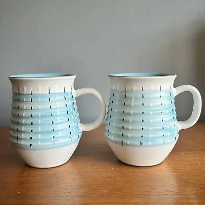 Buy Pair Of Vintage Bourne Denby Pottery Burlington Blue Mugs Stoneware • 20£