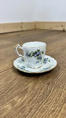 Buy Aynsley Marine Rose Collectible Coffee Cup & Saucer ~ Pattern 2872 ~ Blue Roses • 22.99£