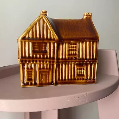 Buy Vintage Holkham Pottery Brown Tudor House Cottage Money Box Cottagecore • 12£
