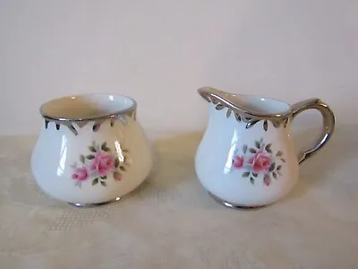 Buy Arthur Wood Pottery Floral Sugar Bowl & Milk Jug Silver Rims 9cm Tallest • 9.99£