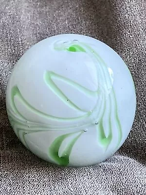 Buy Rare Collectable Vintage Crystal Glass Paperweight White Green • 10£