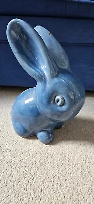Buy Bourne Denby Rabbit Large Blue Signed Ceramic Vintage 10.5 ” 26.5 Cm  DAMAGED • 30£