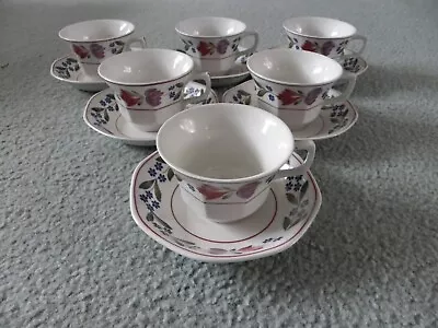 Buy Adams Ironstone  Old Colonial  Floral Cups & Saucers, Set Of 6. • 19.99£