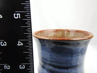 Buy Vintage Wold Pottery Vase Blue Swirl Design Hand Thrown Routh Beverly Yorkshire • 7.99£