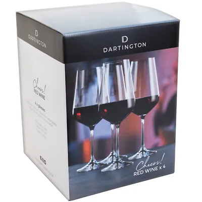 Buy Dartington Crystal Red Wine Glasses Cheers! Collection 4 Pack Dishwasher Safe • 23.10£
