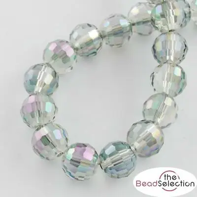 Buy CLEAR RAINBOW AB FACETED ROUND CRYSTAL GLASS BEADS SUN CATCHER 8mm 6mm -28 • 2.89£