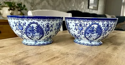 Buy 2x Blue & White Art Nouveau Bowls Lyonais Pattern (royal Bonn?) German Antique • 40£