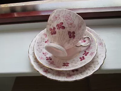 Buy Tuscan Bone China Vintage Trio Floral Pink Cup Saucer Side Plate 1950s • 10£