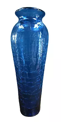 Buy 10  Tall Cobalt Blue Crackle Glass Vase • 28.33£