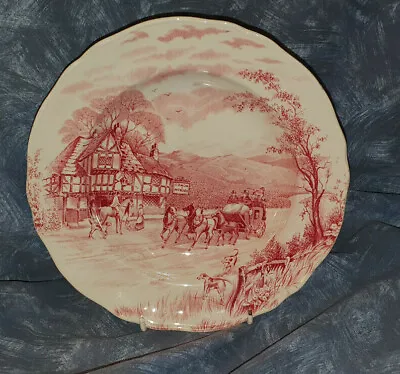 Buy Alfred Meakin  — Devonshire Road — Pink — Lipped — Soup Bowl Plate — Bbg • 10.50£