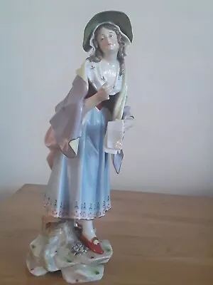 Buy Antique Dresden  Volkstadt  Porcelain Figure Of A Lady Holding A  List C 1790 • 24£