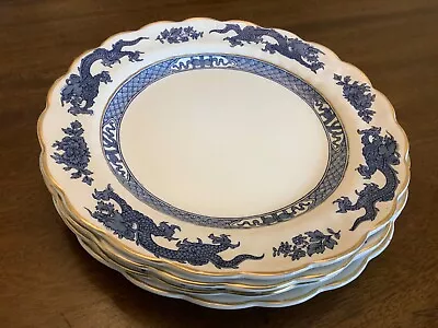 Buy Vintage Set Of 4 Booths Dragon Plates 9.5 Inches Blue & White • 28£