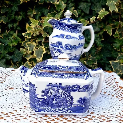 Buy Vintage 1990s MALING WARE For RINGTONS Teapot & Milk Jug Set Willow Design  • 20£