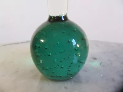 Buy Thin Bud Glass Vase Bud Bubble Glass Green  1970’s Vintage Decor England • 12.95£