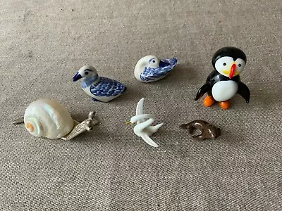 Buy 6 Miniature Figurines  Porcelain Duck Geese Snail Glass Penguin Swan • 16.13£