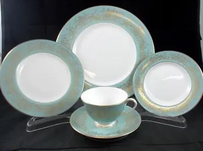 Buy Royal Doulton DELAMERIE TURQUOISE 5 Piece Place Setting H4968 Great CONDITION • 108.26£