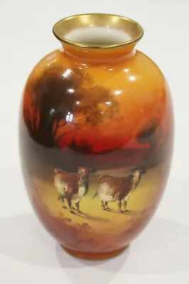 Buy Royal Doulton Holbein Glaze Vase Cattle Cows At Sunset  Signed W.Brown  1900s • 105£