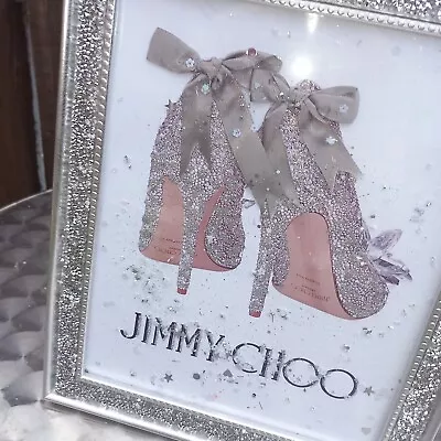 Buy Shoe Ornament Frame Crushed Diamond Sparkly Silver Shelves Bling Ideal Gift 8x10 • 22£