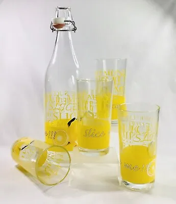 Buy Vintage / Retro Pasabahce Lemonade Set Flip Top Bottle & 4 Drinking Glasses • 25£