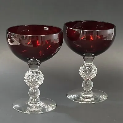 Buy VTG Set Of 2 Morgantown GOLF BALL Dark Ruby Red Champagne Sherbet Glasses 4 7/8  • 76.86£