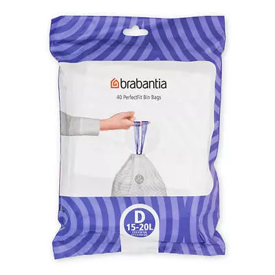 Buy Brabantia PerfectFit Bags D 15-20 Litre Dispenser Pack Of 40 Bags • 11.81£