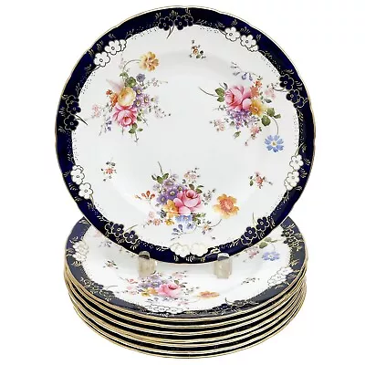 Buy 8 Royal Crown Derby Hand Painted Porcelain Dinner Plates Circa 1940 • 429.30£