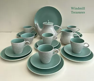 Buy 22 Piece Poole Twintone Ice Green Tea Set With Teapot - Great Condition • 49.99£