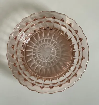 Buy Jeanette Windsor Pink Depression Glass Berry Bowl 4.75” Diamond Replacement EUC • 7.67£